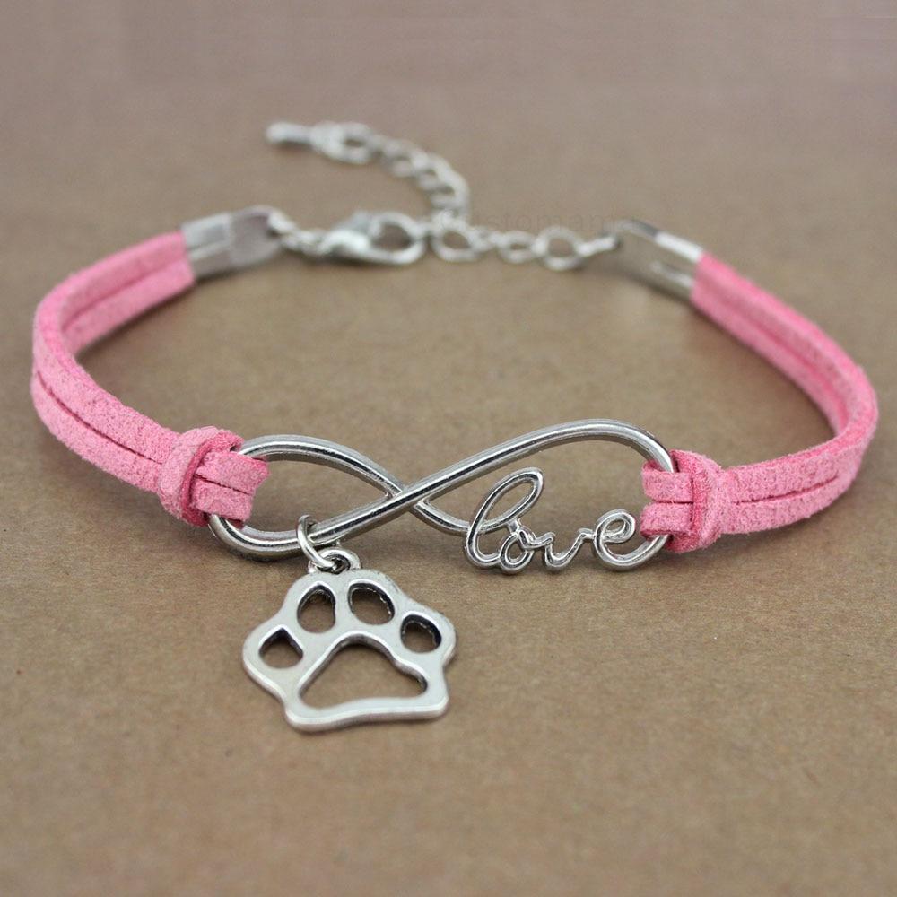 Bracelet Infini Chien (Rose clair) /  bracelet infinity or
