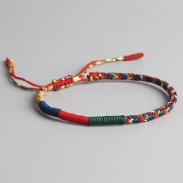 Bracelet Porte Bonheur Tibétain Tressé A La Main