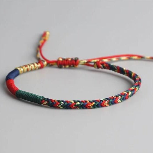 Bracelet Porte Bonheur Tibétain Tressé A La Main