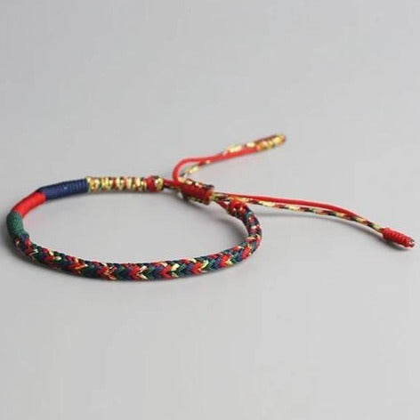 Bracelet Porte Bonheur Tibétain Tressé A La Main