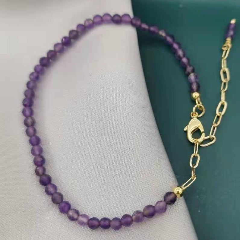 Bracelet En Or Et Perles D&#39;Améthyste