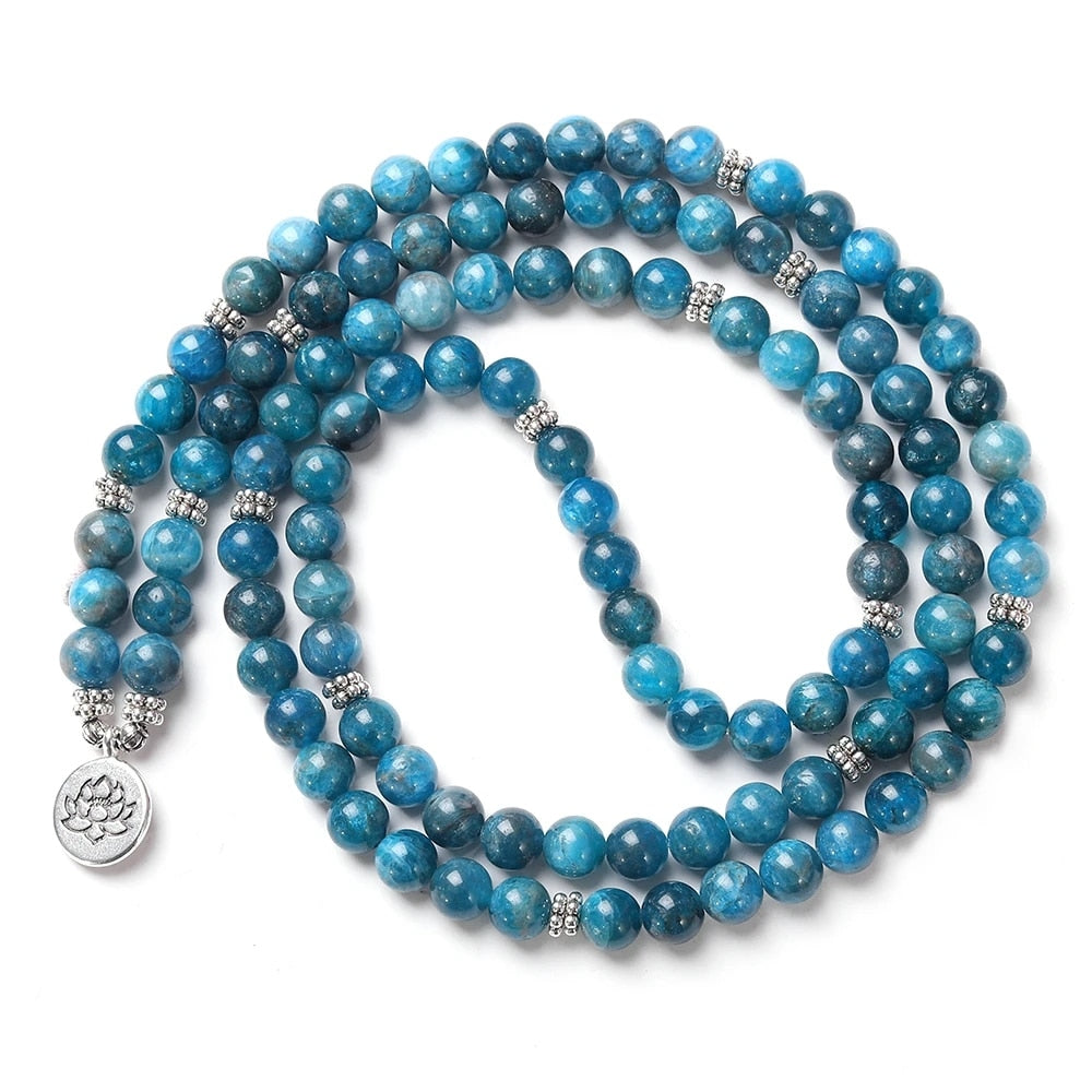 Bracelet Mala Apatite Bleue