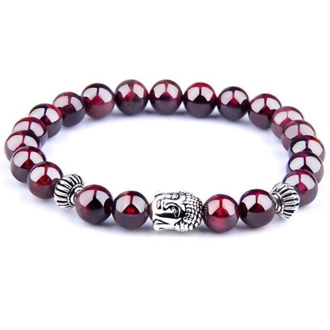 Bracelet Grenat Homme bouddha