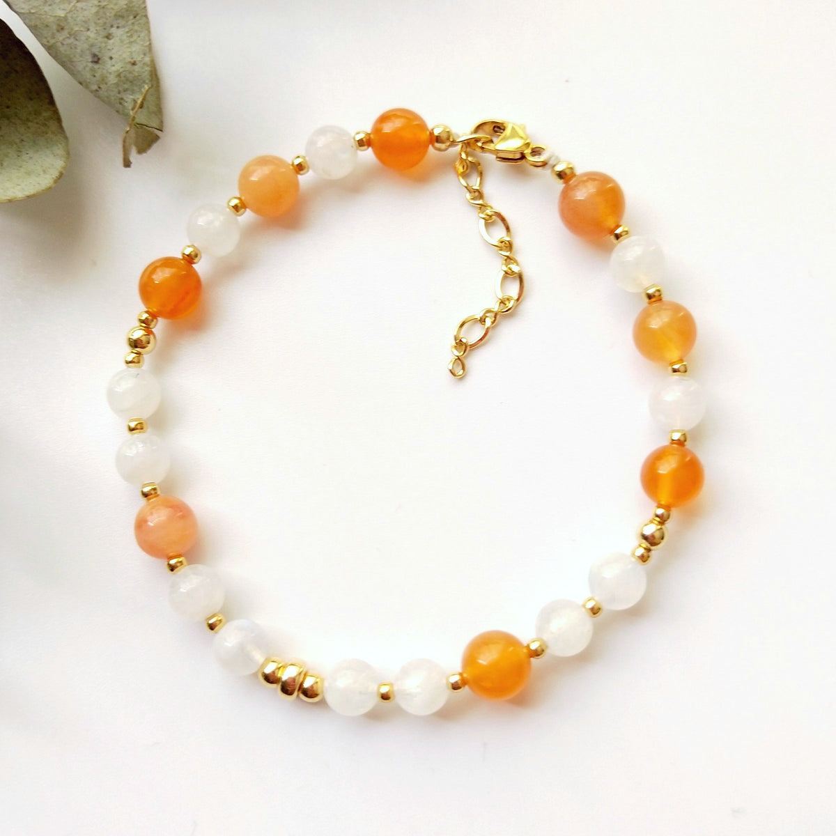 Bracelet Cornaline Et Pierre De Lune