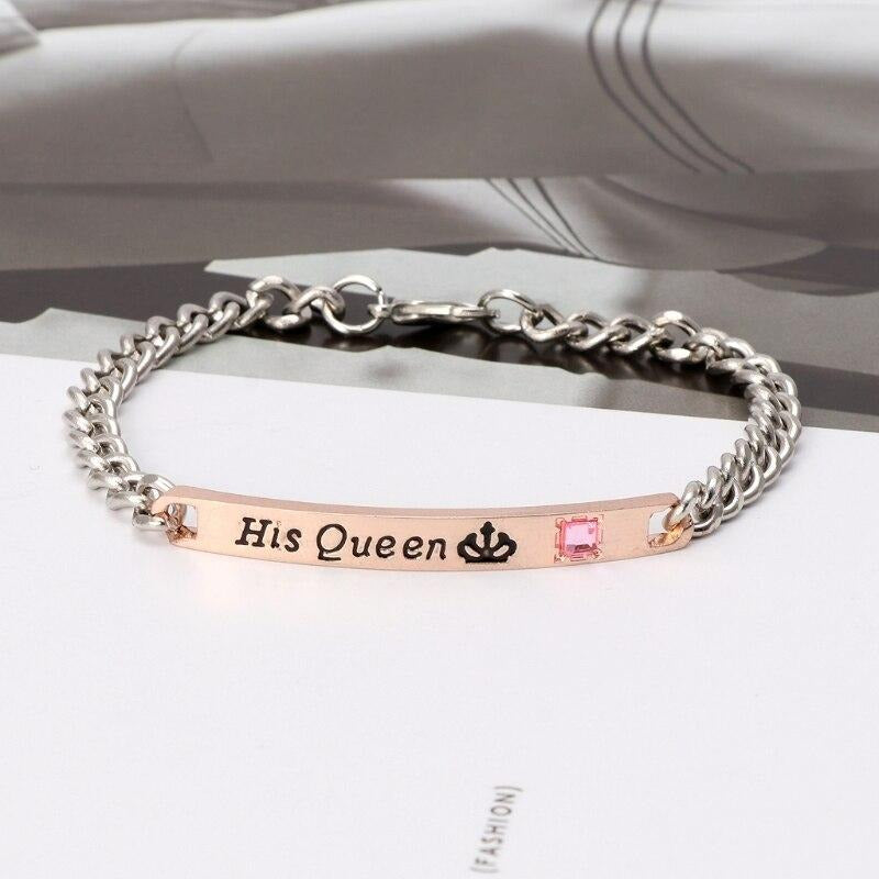 Bracelet couple king queen acier inoxydable