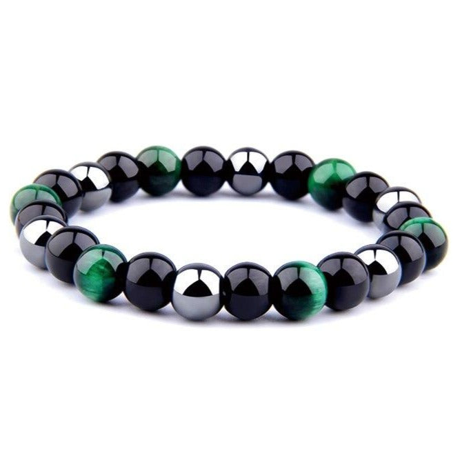 Bracelet De Protection Extrême Œil Du Tigre Et Obsidienne Et Hématite