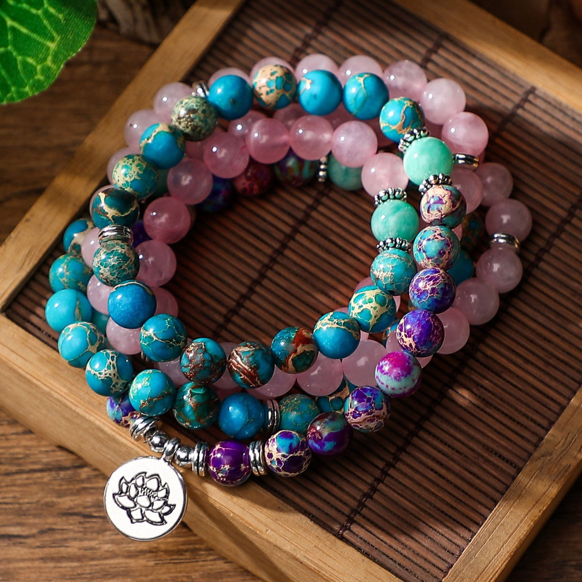 Bracelet Mala Pierre Naturelle Lotus