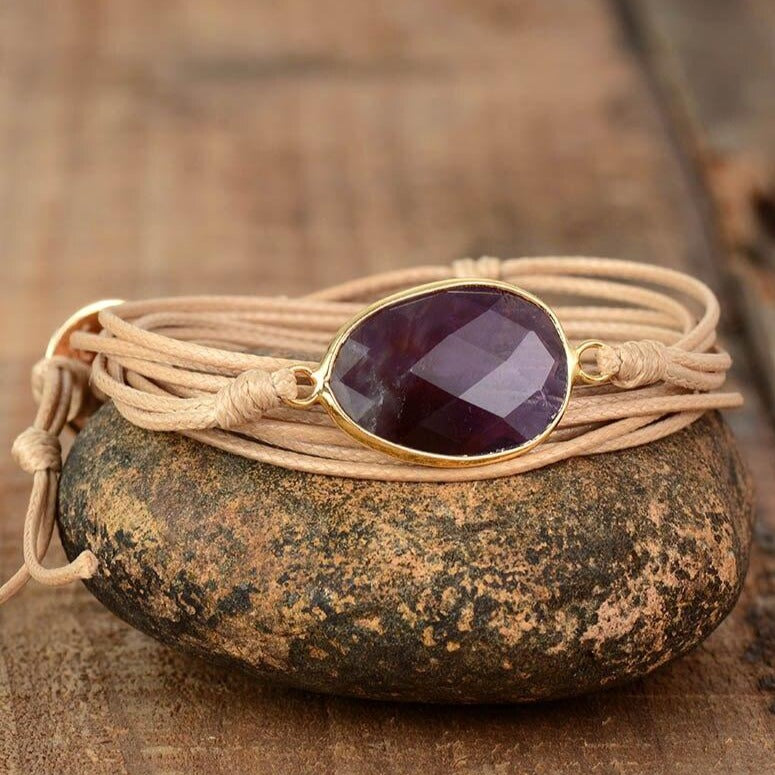 Bracelet Avec Pierre D&#39;Améthyste