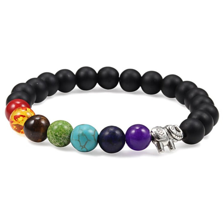 Bracelet Tibétain 7 Chakras Isabela,  bracelet guérison des 7 chakras en pierres de lave