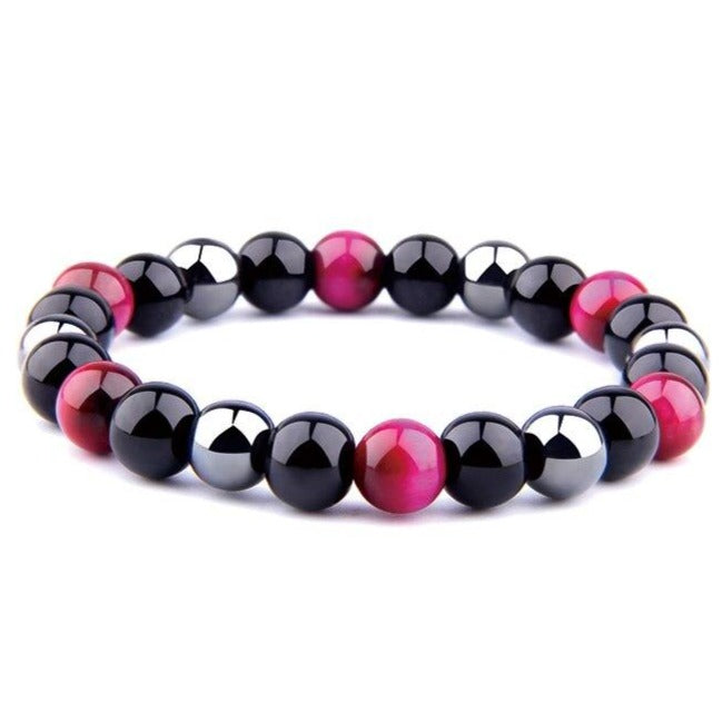 Bracelet De Protection Extrême Œil Du Tigre Et Obsidienne Et Hématite
