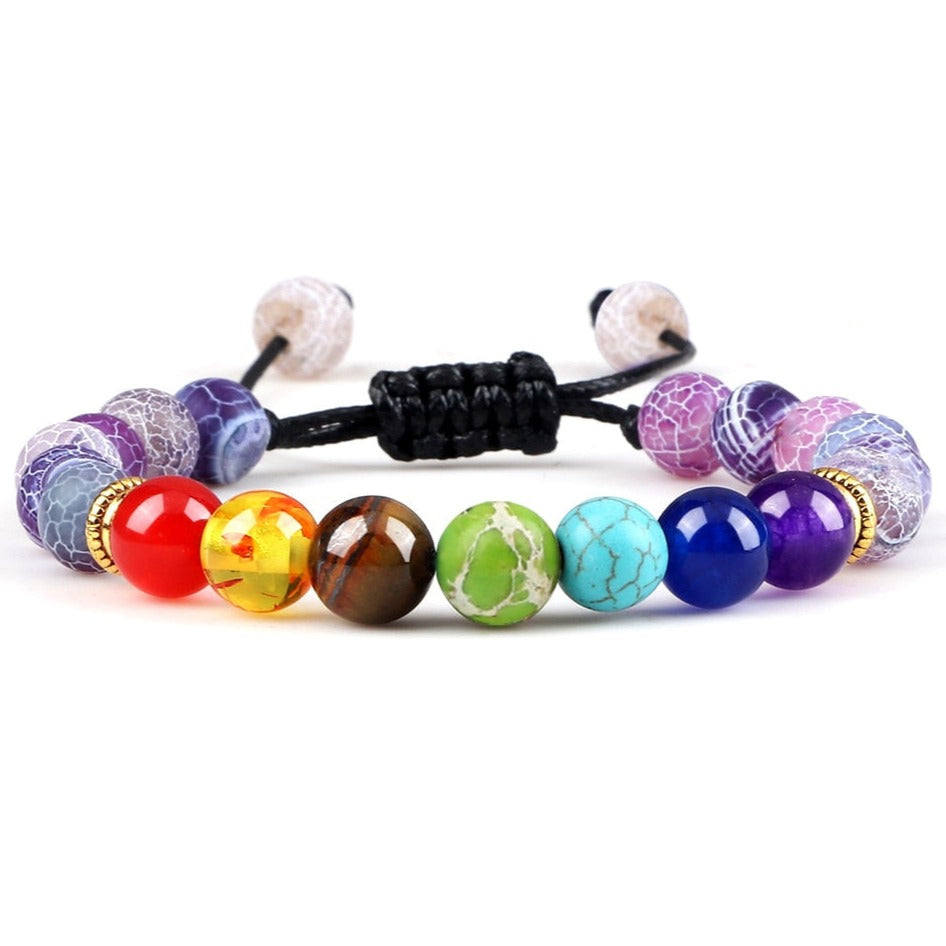 Bracelet Shamballa 7 Chakras En Perles Samira,  bracelet mala 7 chakras