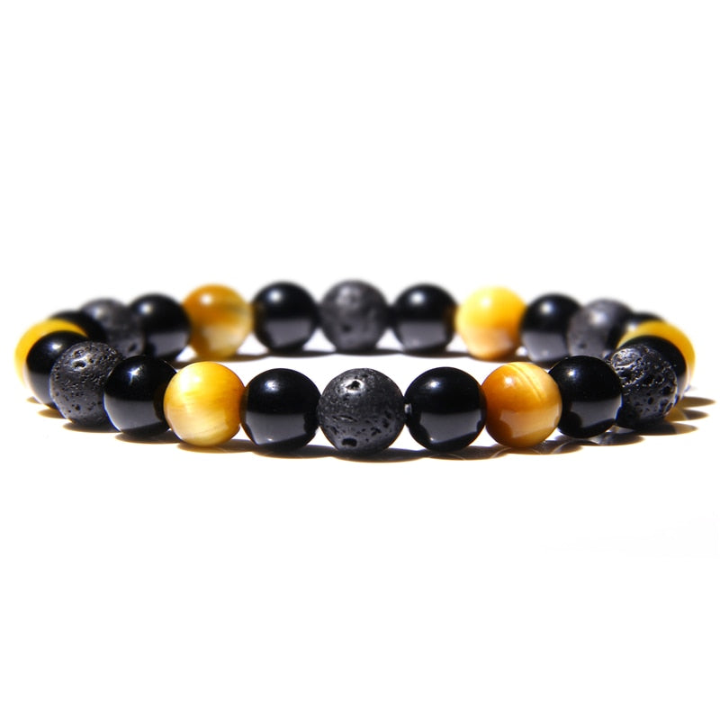 Bracelet De Protection Extrême Œil Du Tigre Et Obsidienne Et Hématite
