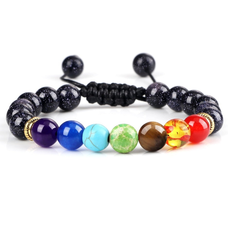 Bracelet Shamballa 7 Chakras En Perles Brooklyn,  bracelet 7 chakras oeil de tigre purification