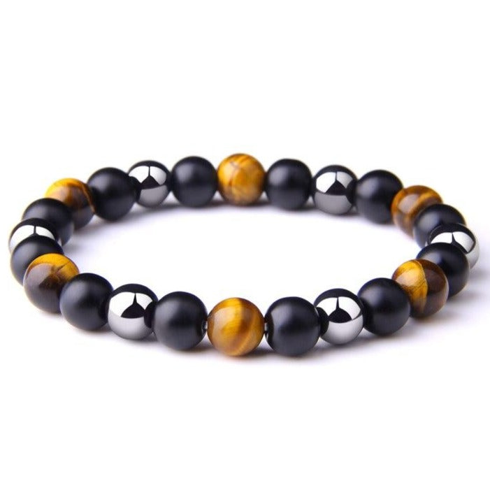 Bracelet De Protection Extrême Œil Du Tigre Et Obsidienne Et Hématite