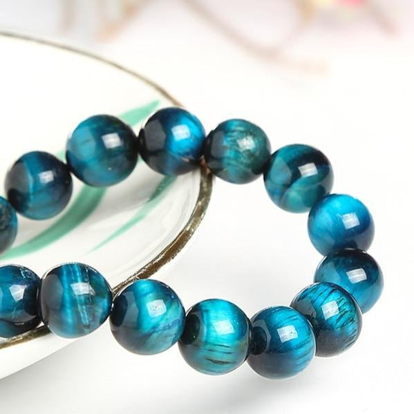 Bracelet Oeil De Tigre Bleu en perle