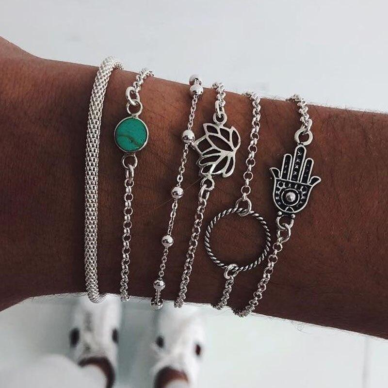 Bracelet Lotus et Main de Fatma