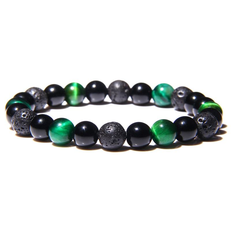 Bracelet De Protection Extrême Œil De Tigre Et Obsidienne Et Hématite