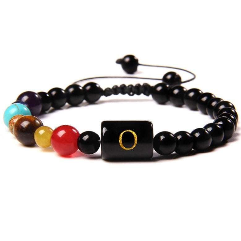 Bracelet Avec 7 Chakras Et Initial Riley,  dormir avec bracelet 7 chakras