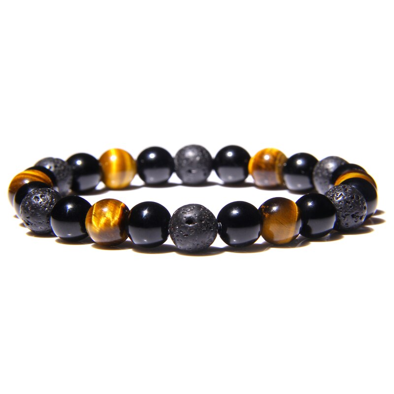 Bracelet De Protection Extrême Œil Du Tigre Et Obsidienne Et Hématite