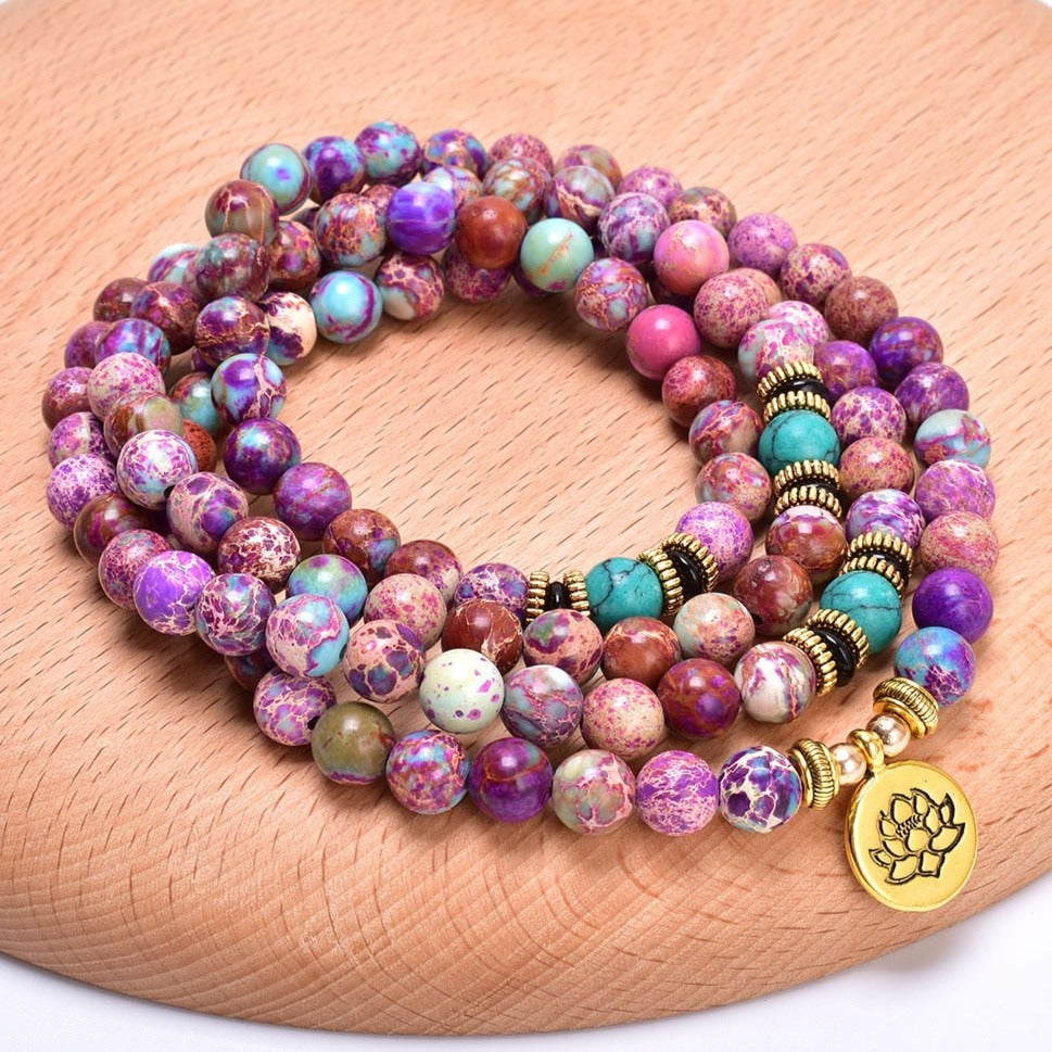 Bracelet Mala Jaspe Empereur (Lotus)