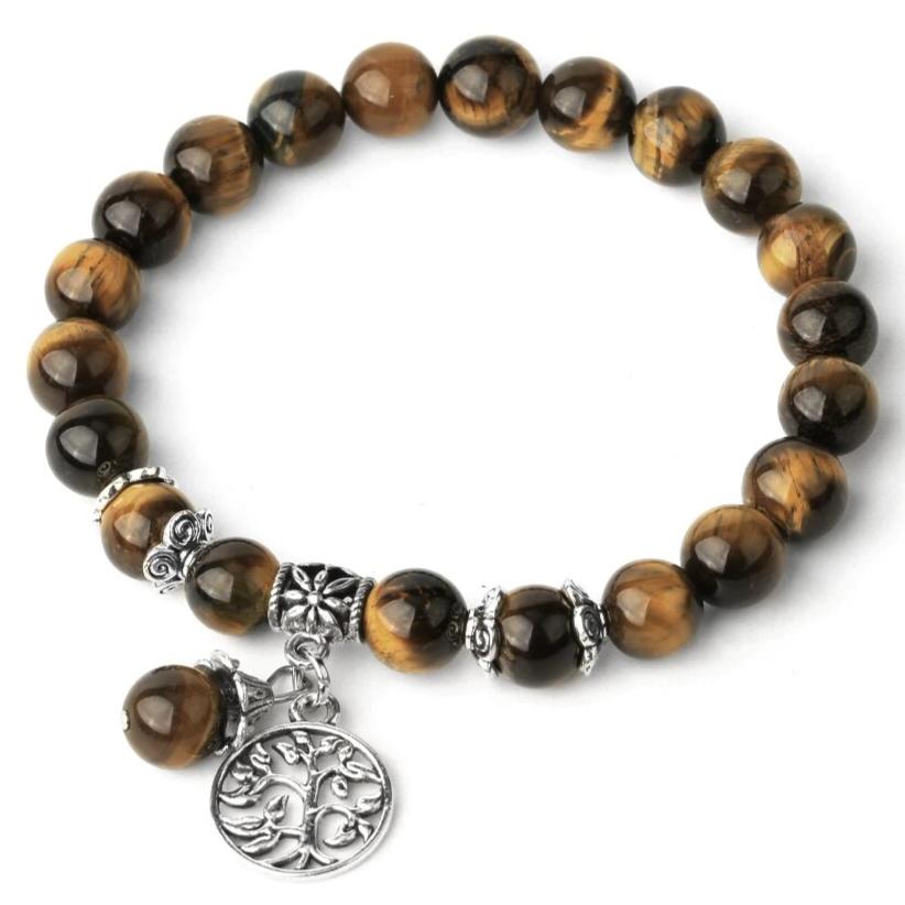 Bracelet En Oeil De Tigre Avec Arbre De Vie