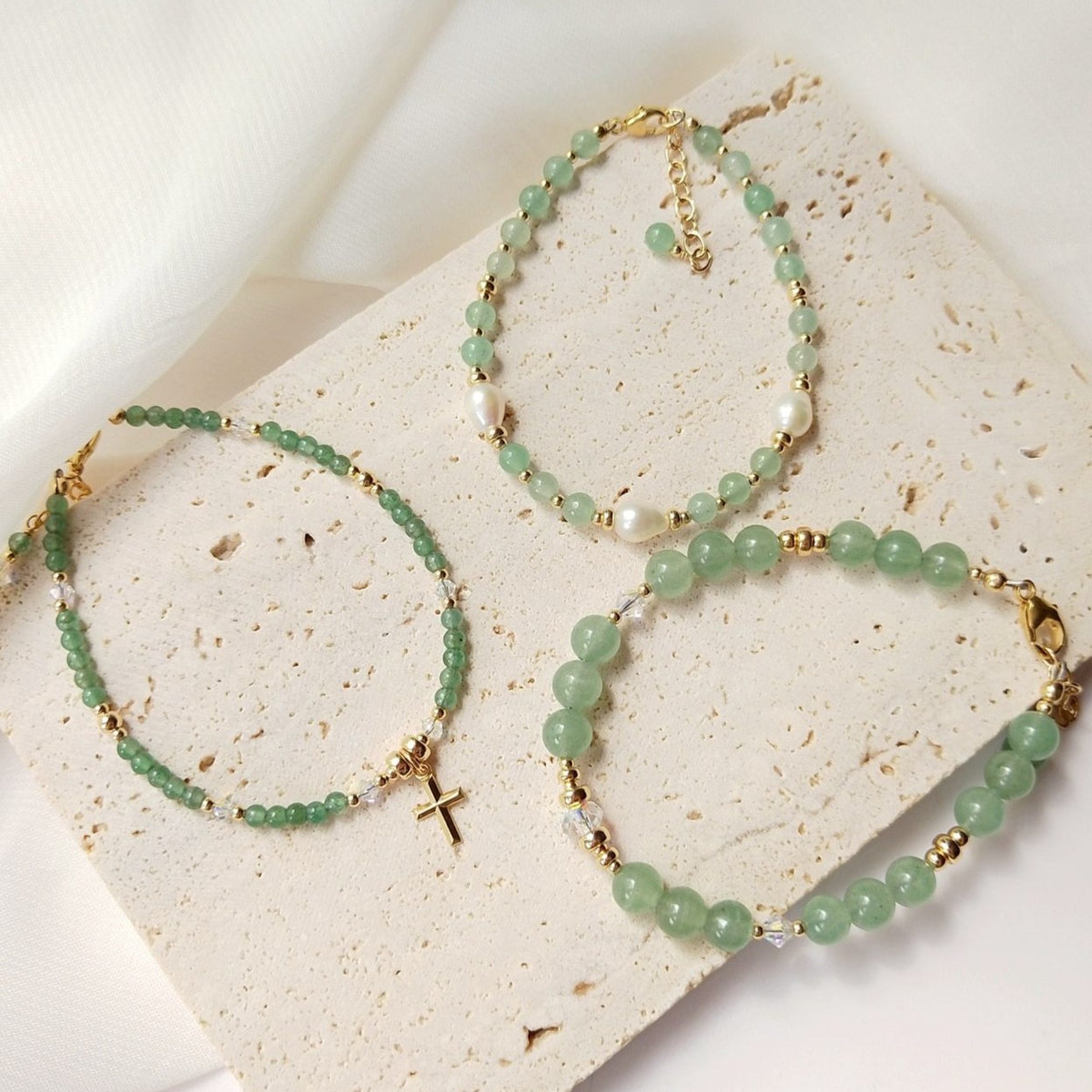 Bracelet En Perles Naturelles D&#39;Aventurine
