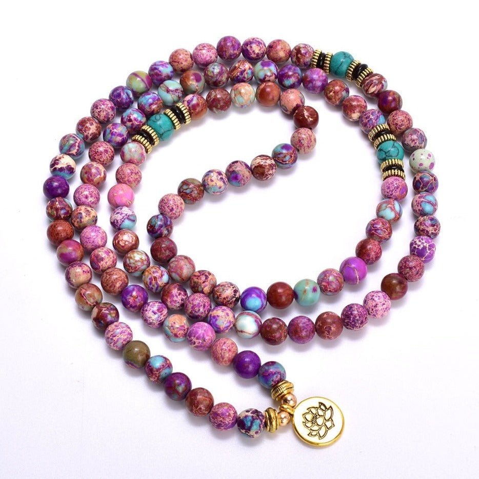 Bracelet Mala Jaspe Empereur (Lotus), bracelet mala perle mere