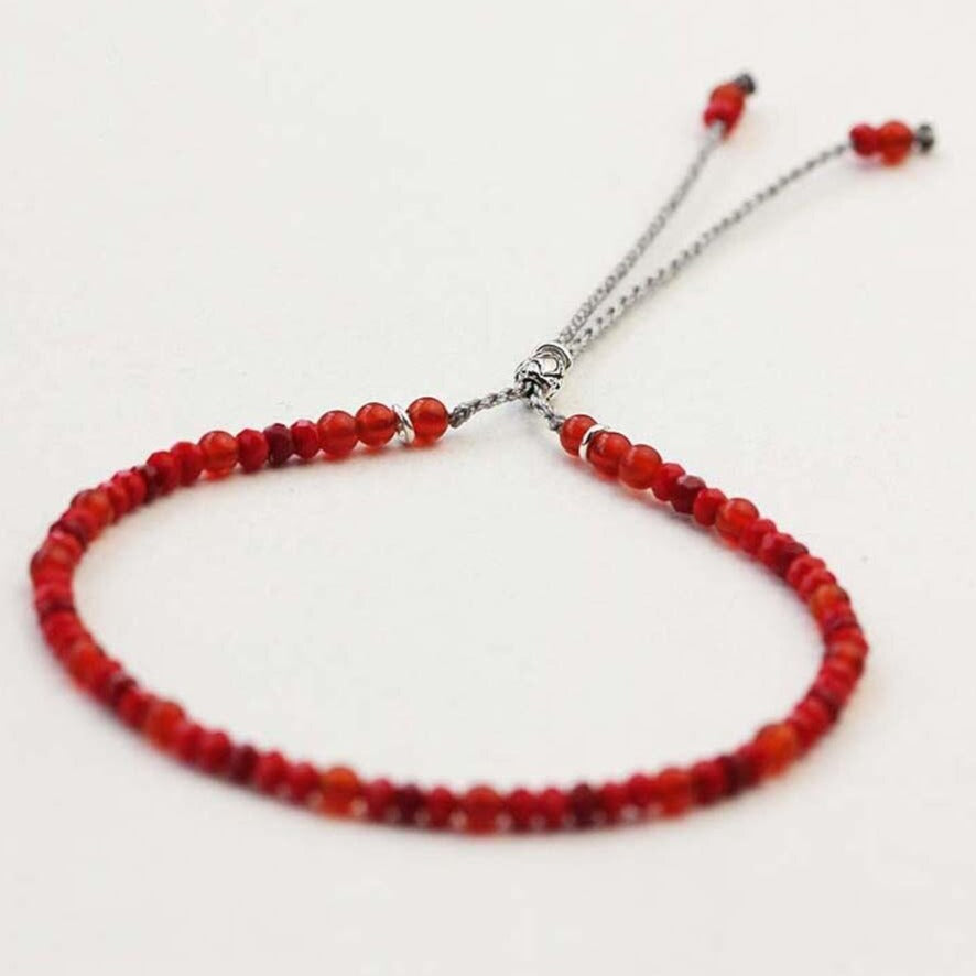 Bracelet En Agate Rouge Naturelle