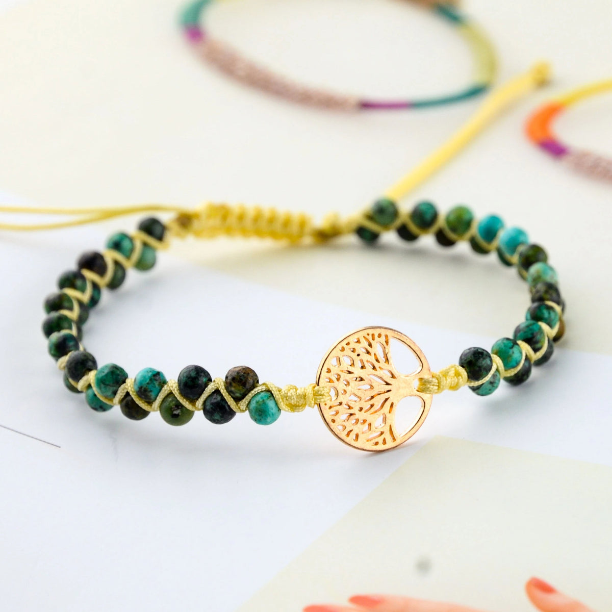 Bracelet Shamballa Arbre De Vie En Perles Naturelles