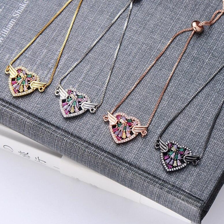 Bracelet Cœur Suzanne (Pierres incrustées) argent