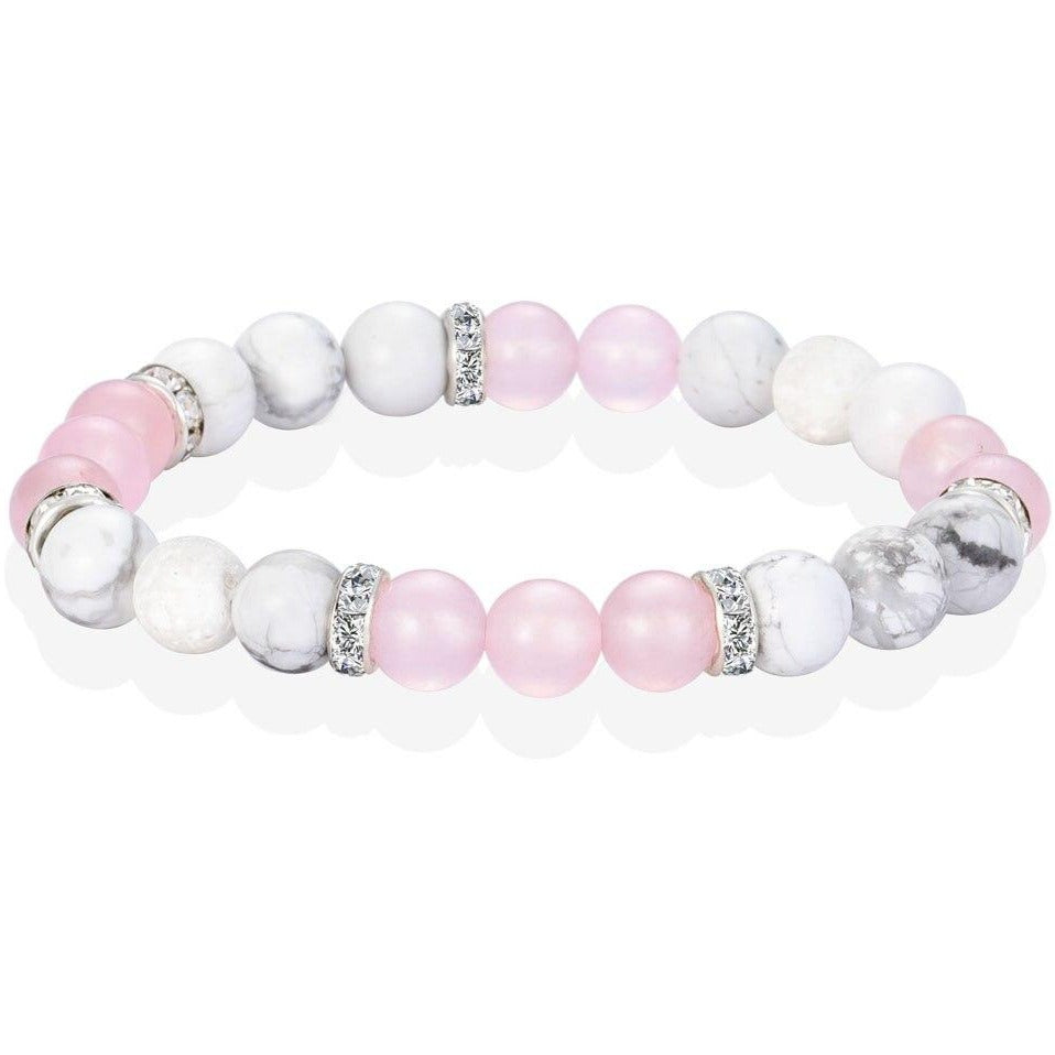 Bracelet En Perles De Quartz Rose Et Howlite Blanche