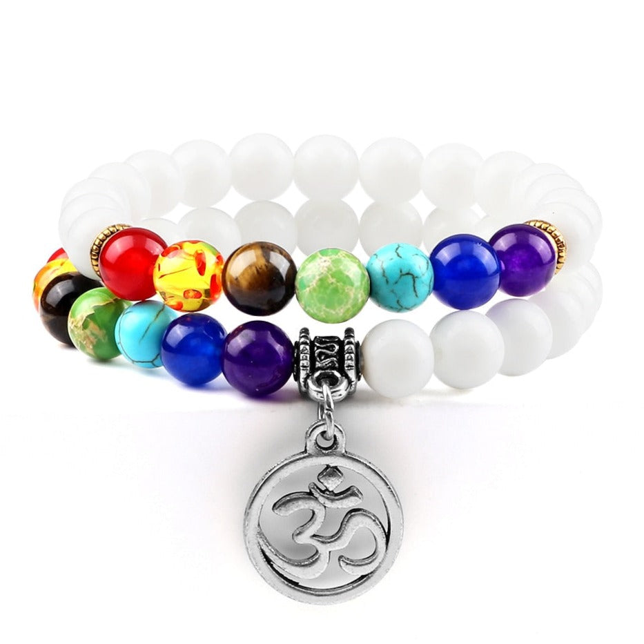 Bracelet 7 Chakras Méditation Avec Om Noelle,  bracelet 7 chakras howlite