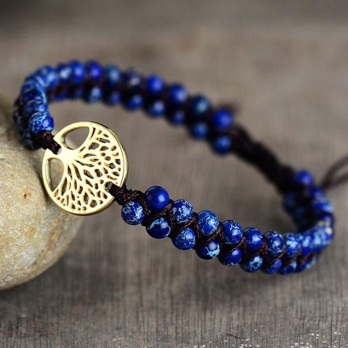Bracelet En Sodalite Avec Arbre De Vie