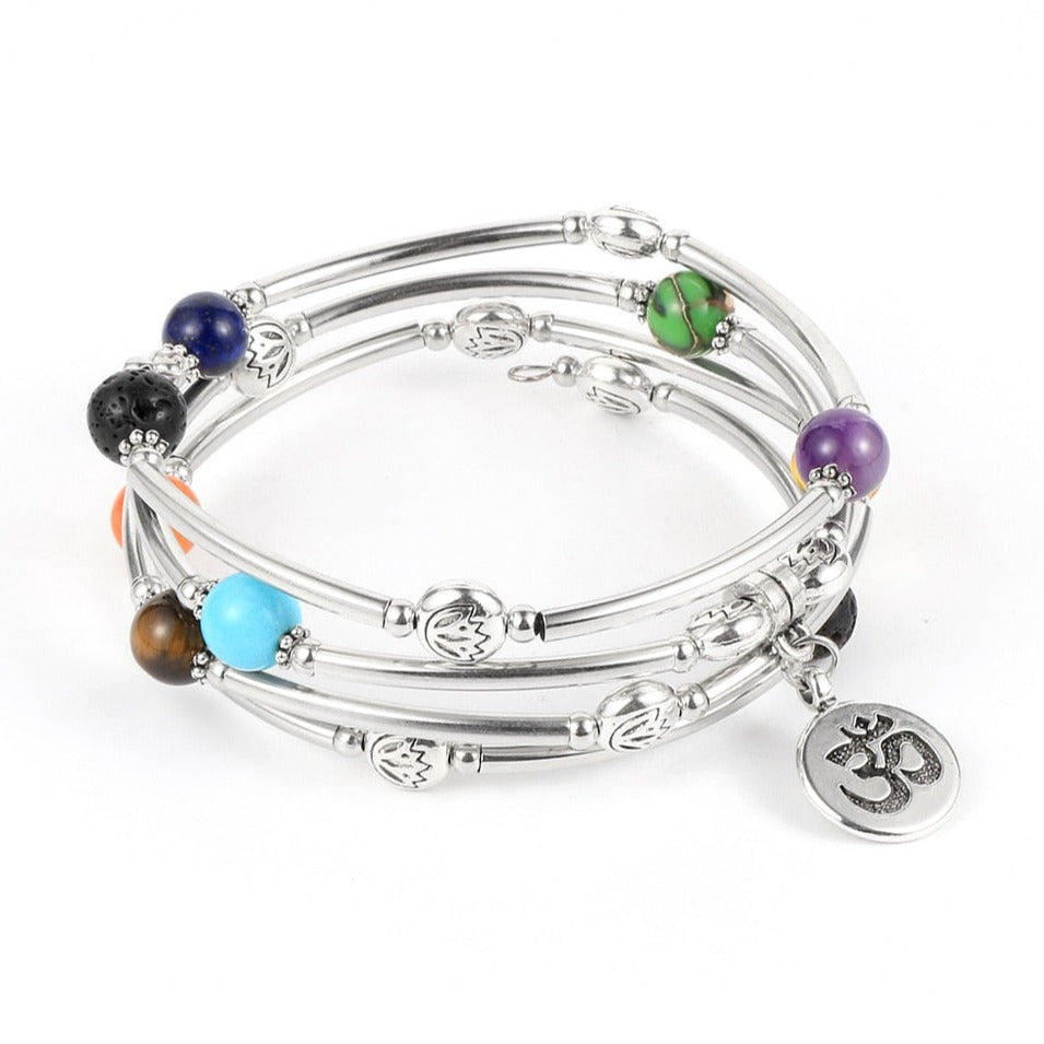 Bracelet 7 Chakras Vraies Pierres Pour Femme Camryn,  bracelet 7 chakras pierres naturelles