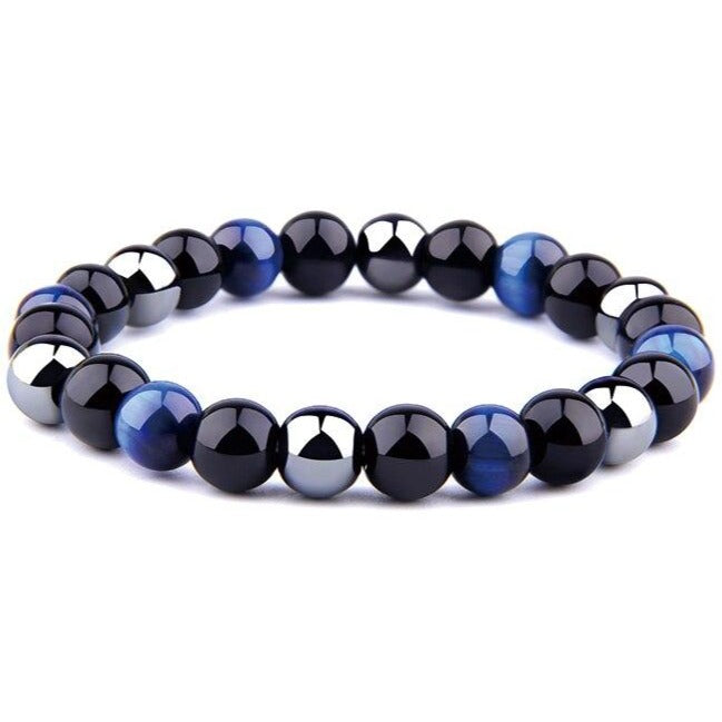 Bracelet De Protection Extrême Œil Du Tigre Et Obsidienne Et Hématite