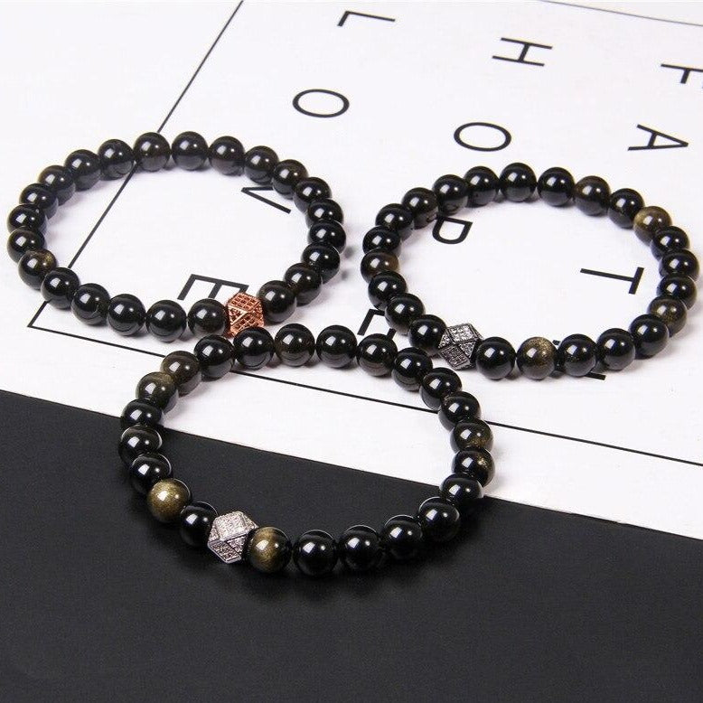Bracelet Obsidienne Homme