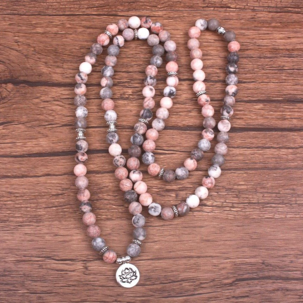 Bracelet Mala Bois De Rose Lotus 108 perles