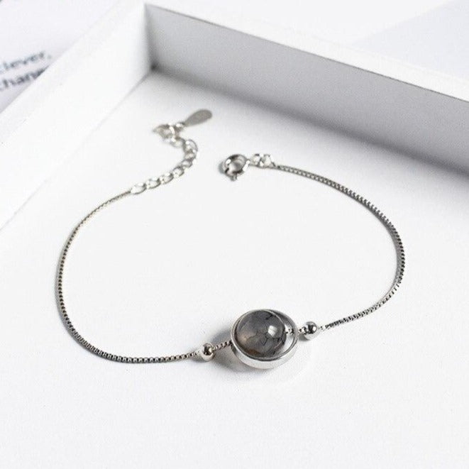 Bracelet En Pierre Naturelle Et Argent 925
