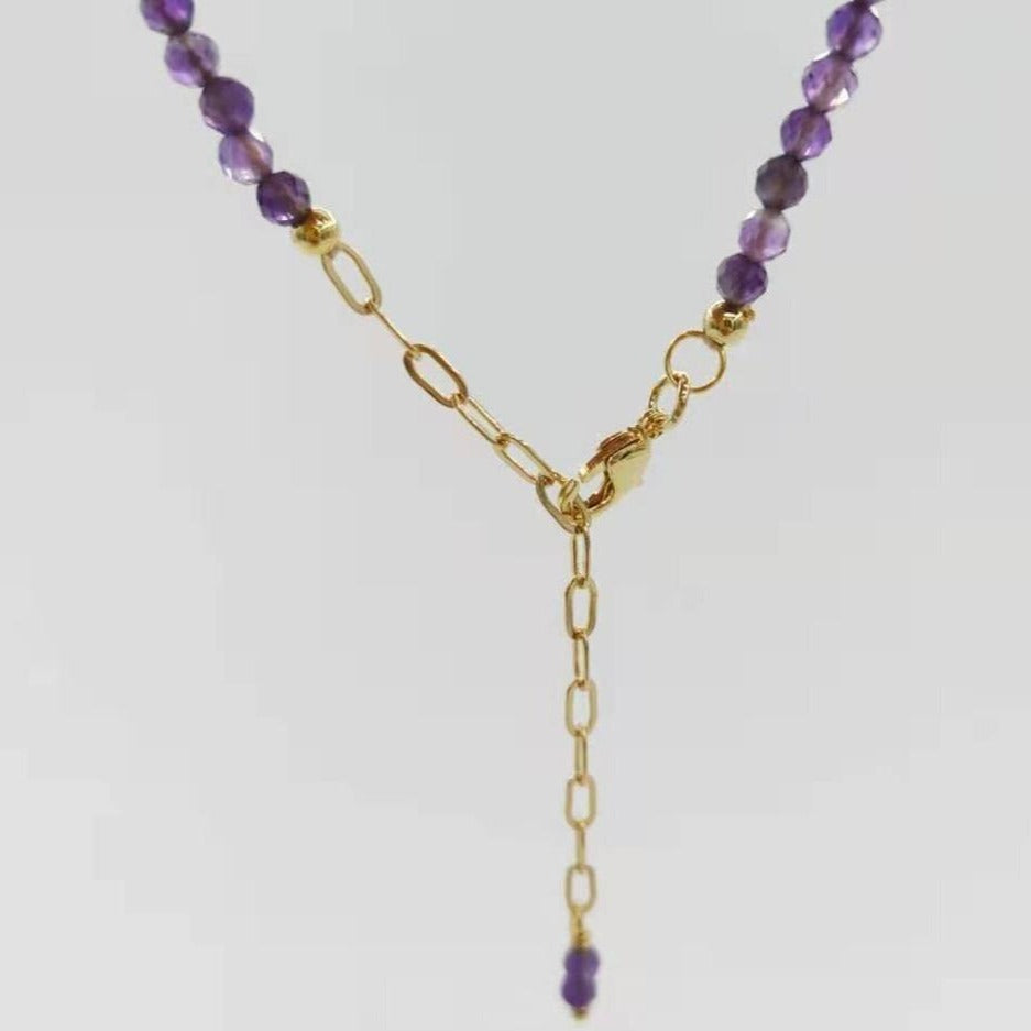 Bracelet En Or Et Perles D&#39;Améthyste