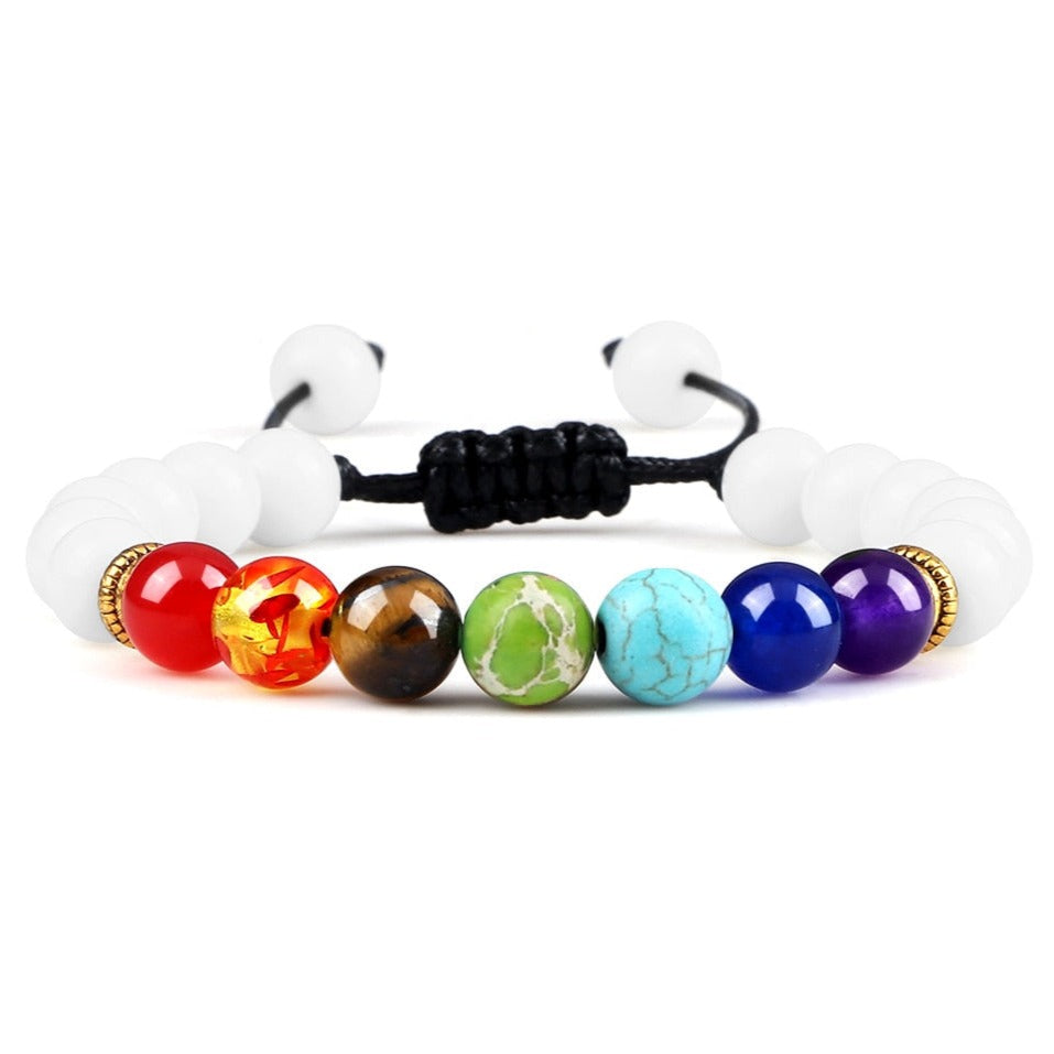 Bracelet Shamballa 7 Chakras En Perles Simone,  bracelet 7 chakras et onyx