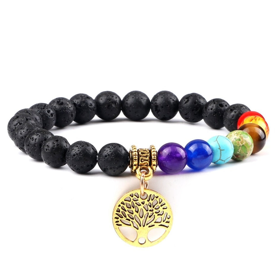 Bracelet 7 Chakras Avec Arbre De Vie Mikaela,  bracelet avec 7 chakras