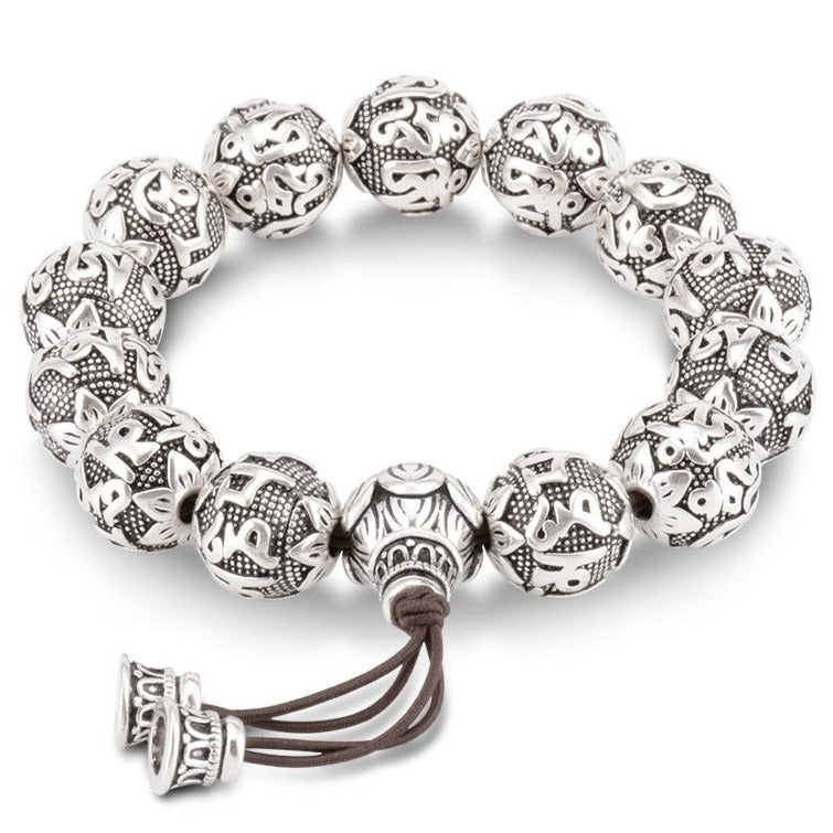 Bracelet Bouddhiste En Argent Tibétain