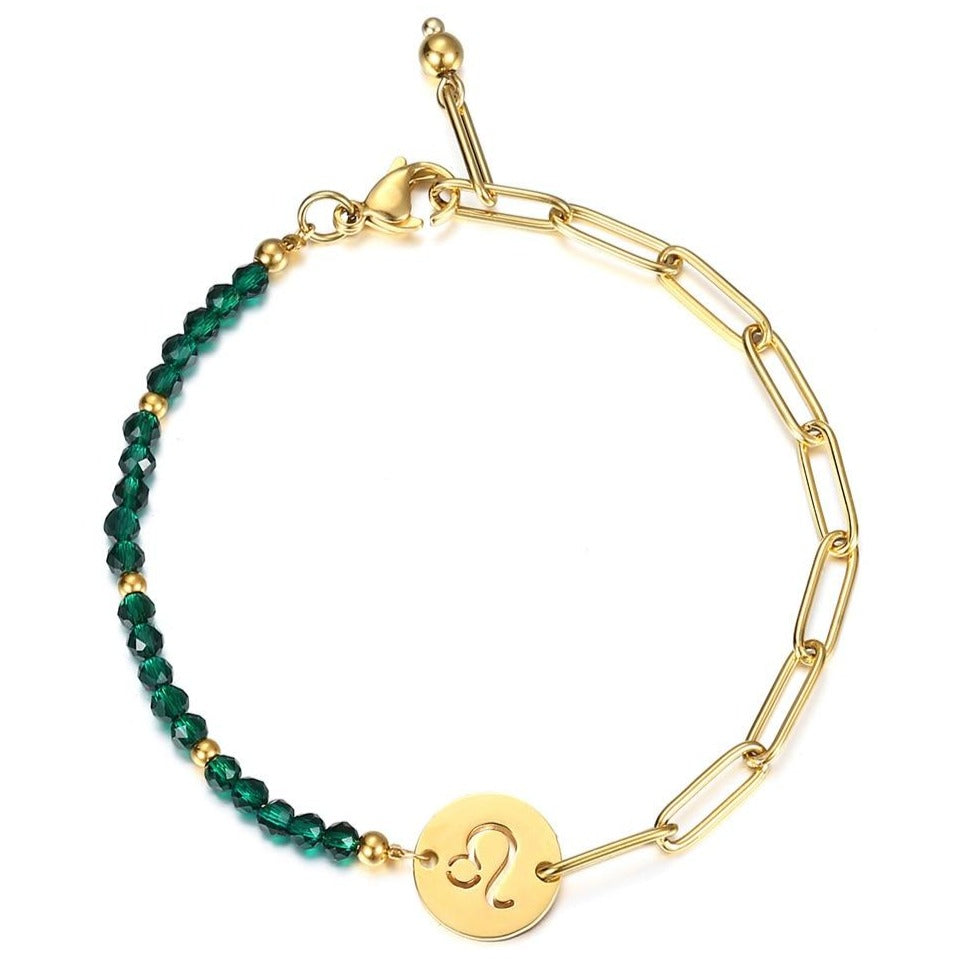 Bracelet Signe Astrologique Couleur Or Lion