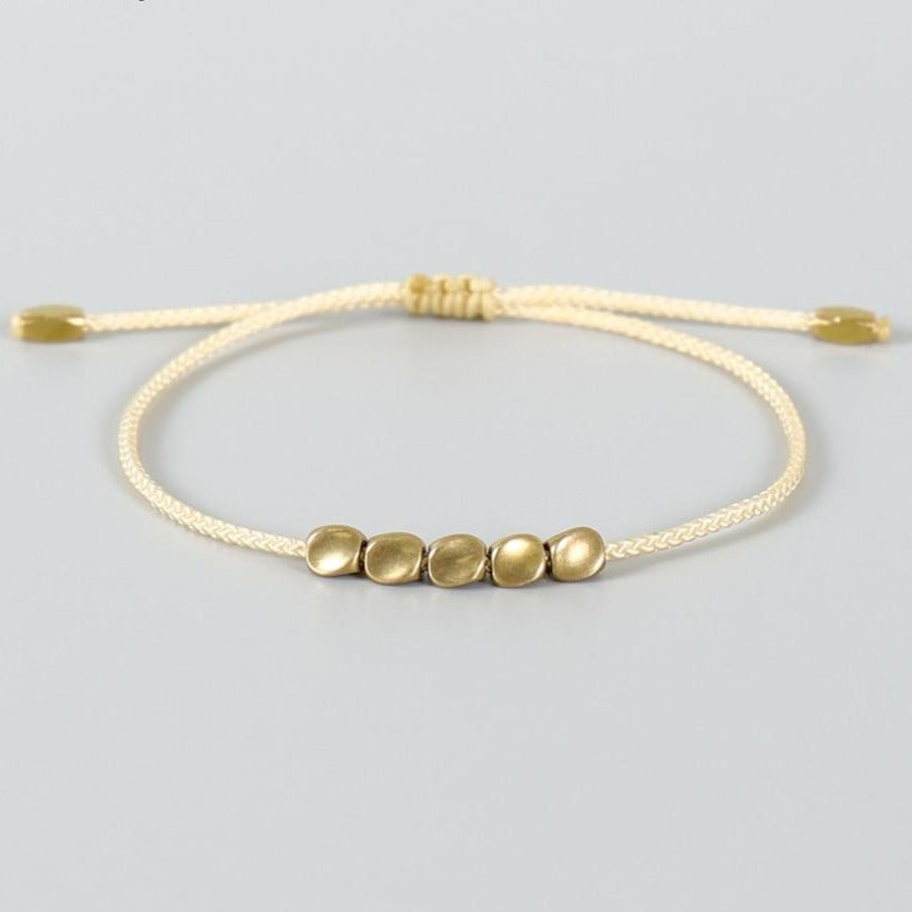 Bracelet Tibétain Tressé Avec Perles De Cuivre