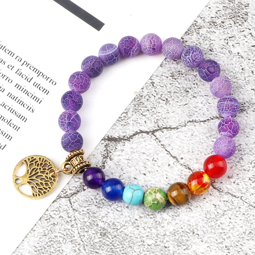 Bracelet 7 Chakras Avec Arbre De Vie Blaire, bracelet mala 7 chakras