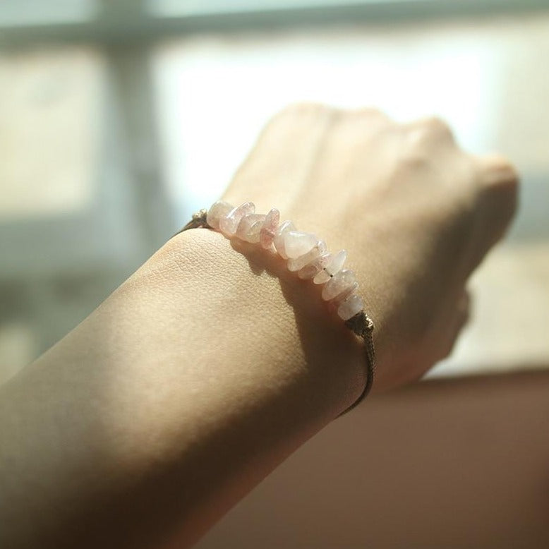 Lithothérapie Bracelet Quartz Rose Amitabha pierre veritable