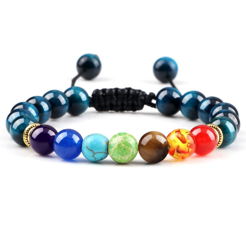 Bracelet Shamballa 7 Chakras En Perles Ava,  bracelet 7 chakras onyx noir