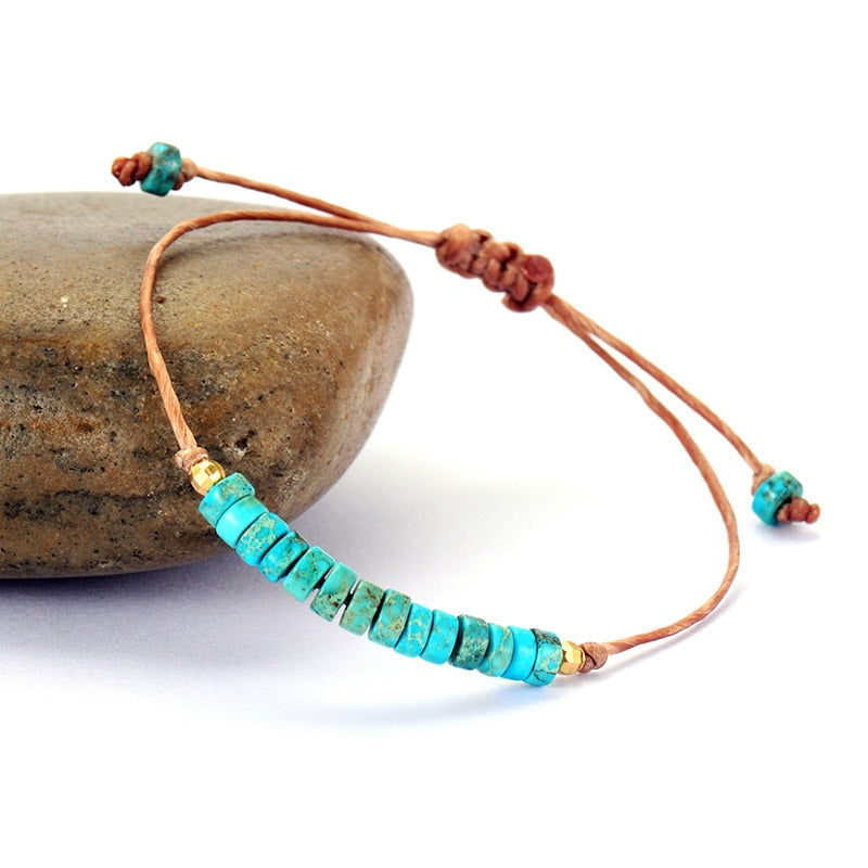 Bracelet En Pierre Bleu Turquoise