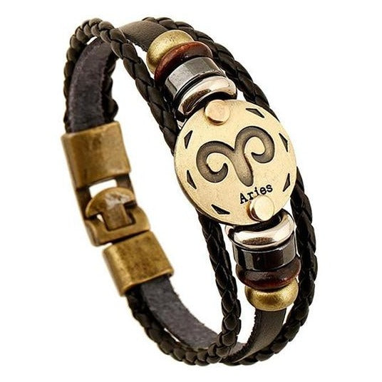 Bracelet Signe Astrologique Homme (Cuir)