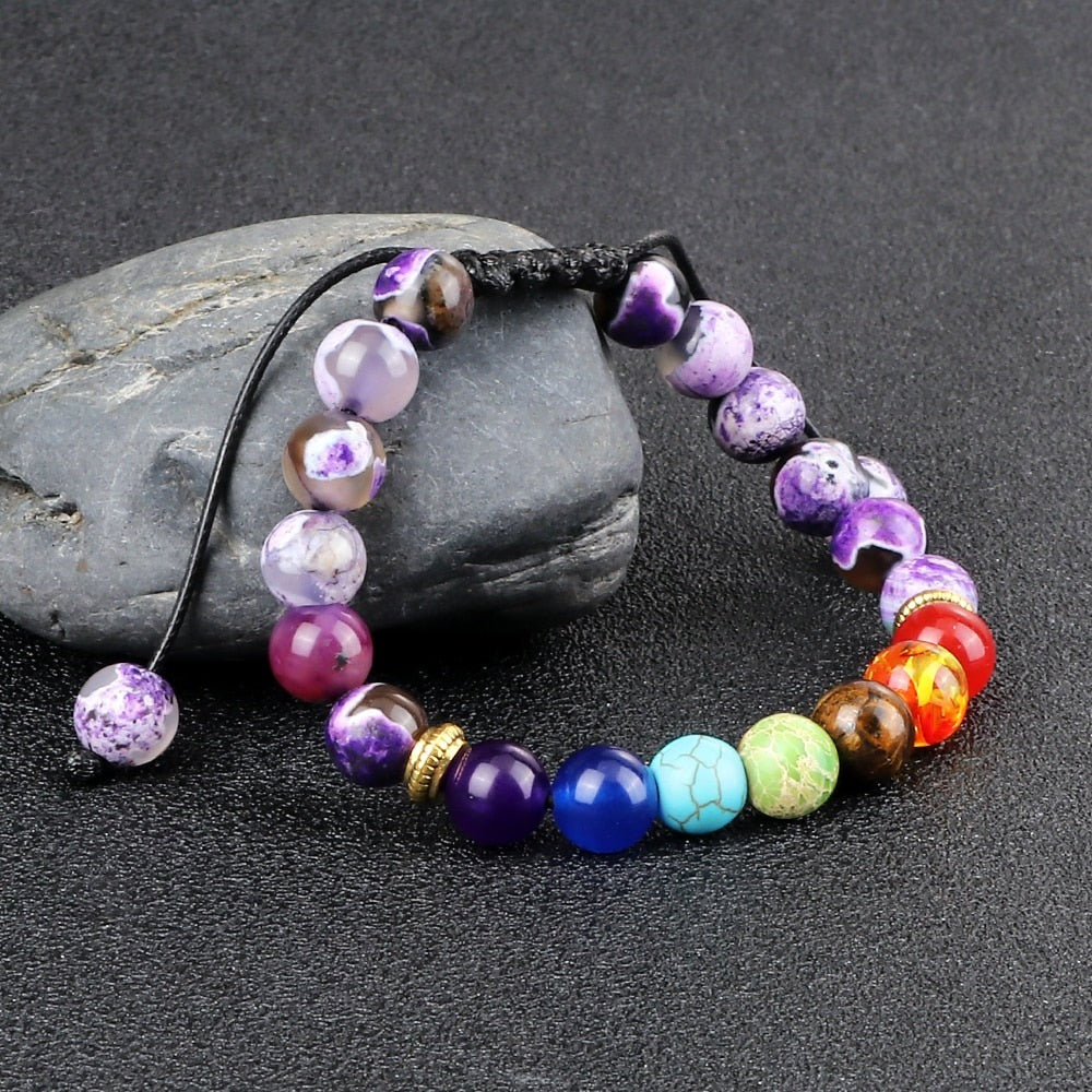 Bracelet Shamballa 7 Chakras En Perles Kora,  bracelet 7 chakras femme